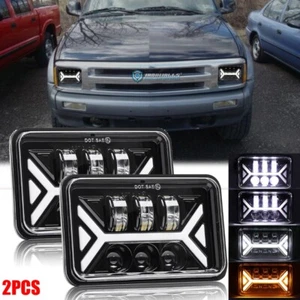 For Chevrolet S10 1995 1996 1997 Pair 4x6" LED Headlight Hi/Lo Beam Turn Lamp - Picture 1 of 12
