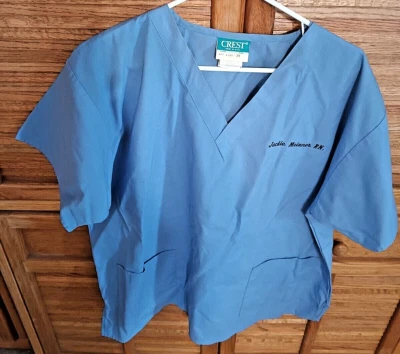 Crest Nurse Scrubs Womens 2XL XXL Top Shirt Blue Halloween Costume - Image 1 of 4