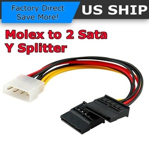 Molex to SATA Power Cable Splitter Adapter Extension, 8" 20cm