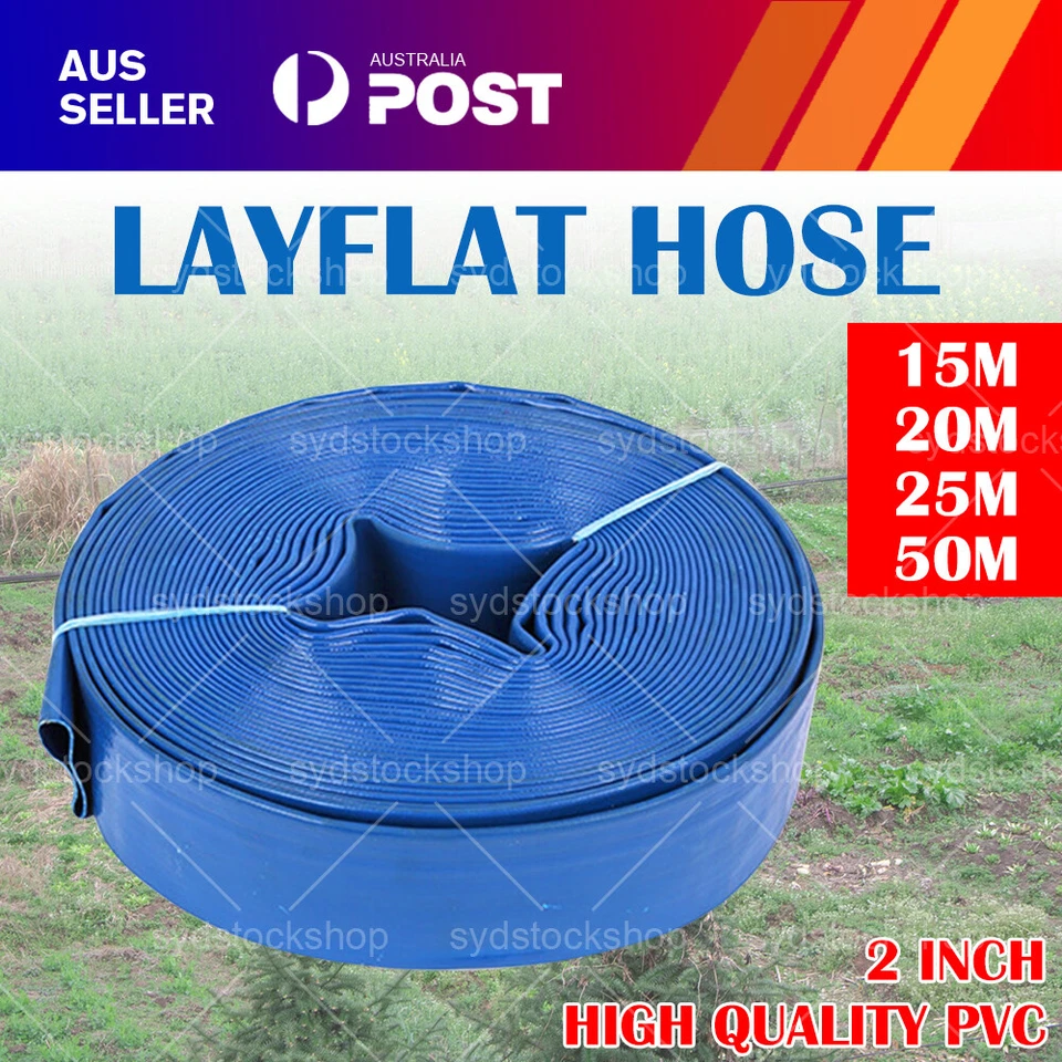 2 Inch 50mm PVC Layflat Hose Water Pump Transfer Lay Flat Outlet 15/25/30/50m  - image 1 of 4