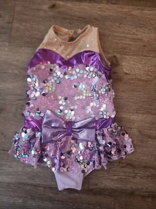 A Wish Come True Orchid Whistle Sequin Dance Outfit Sz XSC Unitard Costume Euc - Picture 1 of 3