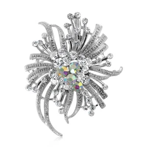 Austrian Crystal Flower Brooch Pin Pendant multi clear / Free Gift Box - Picture 1 of 1