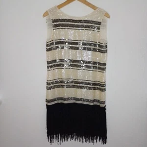 Zara Dress BNWT Small Festival RRP£89 Sequin Black White Party Flapper 8 10 - Picture 1 of 6