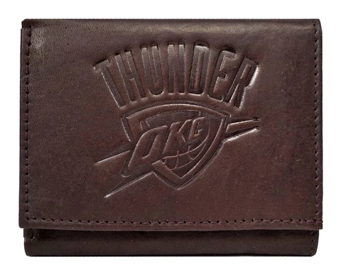 Oklahoma City Thunder NBA Distressed Look Embossed Logo Dark Brown Leather Cover