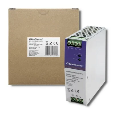 5901878509044 Qoltec 50904 Industrial DIN rail power supply | 120W | 24V | 5A Qo - Image 1 of 4