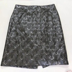 Worthington Damen 18W Pfau glänzend silber metallic gefüttert Reißverschluss Plus Rock - Bild 1 von 7