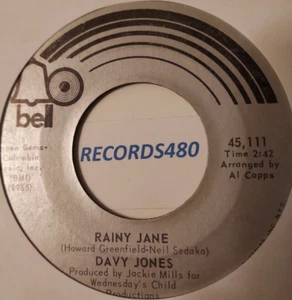 45 Davy Jones (Monkees) "Rainy Jane/Welcome to my love" Bell Records - Picture 1 of 2