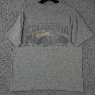 Camiseta Columbia Masculina Antiga Média Cinza Urze Original Outdoor Gola Redonda Y2K - Imagem 1 de 4