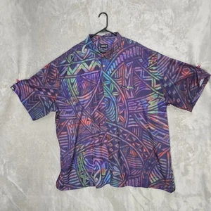 Camisa para hombre Tanoa Hawaii 7XL con botones estampado abstracto púrpura azul verde - Imagen 1 de 7