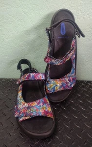 Wolky Sandals Size 43 Multi Color Shimmer 10.5-11.25 Clean Hook And Loop Closure - Picture 1 of 10