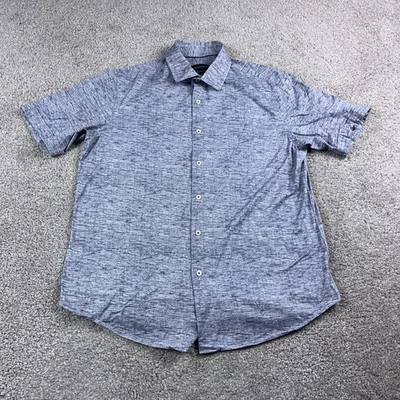 Bugatchi Shirt Mens Large Blue Ooohcotton Tech 8 Way Stretch Office Commuter - Image 1 of 4