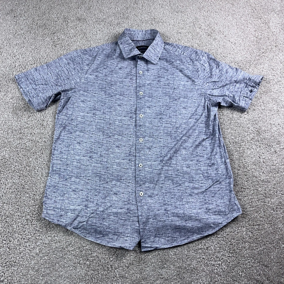 Bugatchi Shirt Mens Large Blue Ooohcotton Tech 8 Way Stretch Office Commuter - Image 1 of 4