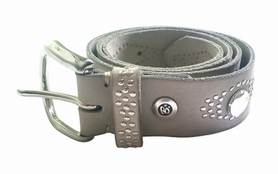 B. Cinturón de cuero blanco con tachuelas circulares para mujer talla XS/S/80 cm hecho a mano en Alemania Foto 1 de 4