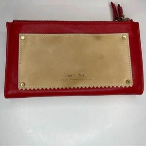 India Hicks The Take Out Doppeldecker rot Leder Full Size Reißverschluss Geldbörse - Bild 1 von 10