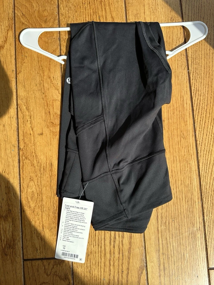 Lululemon Women Fast HR Tight 25” BLK Black Nulux Size 10 LW5BXQS