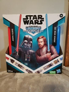 Star Wars: Lightsaber Forge Darth Vader&Obi-Wan Kenobi Toy Set Disney Hasbro-d4B - Picture 1 of 2