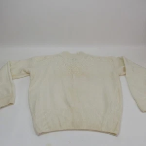 Nell Flowers Womens Angora Lambswool Blend Sweater Cream Floral  - M - Picture 1 of 8