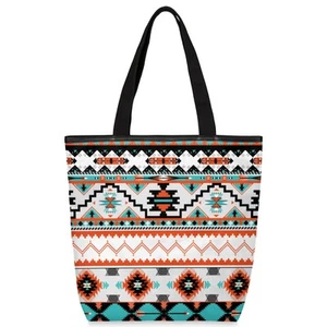 Ethnic Aztec Canvas Tote Bag, Eco Friendly Reusable Grocery Shopping Bags Bea... - Picture 1 of 7