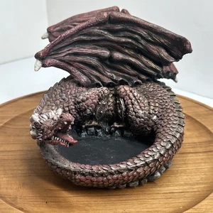 Red Dragon Resin Figurine Dish Candle Holder Fantasy Gothic Medieval Decor - Picture 1 of 22