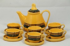 Vintage/Retro Israel Ceramic Coffee/Tea Pot/Carafe 6 Cups/Saucers Hand Crafted 