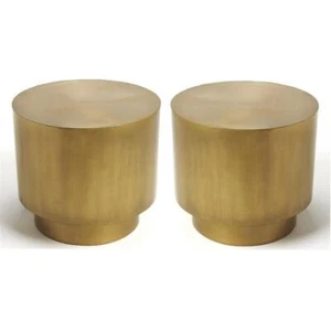 Home Square 18" Round Metal Accent End Table in Gold - Set of 2 - Picture 1 of 4