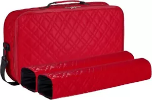 “Red”Quilted PU Leather Mahjong Carry Bag with Zippered Storage Pocket. - Picture 1 of 5