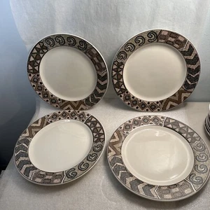 Set of 4 Crete Dinner Plates 10.5" Majesticware by SAKURA Retro Stoneware Zipkin - Picture 1 of 8
