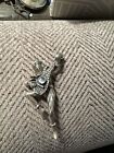1940S Court Jester Harlequin W/ Lute Sterling Silver Brooch 27.3 G