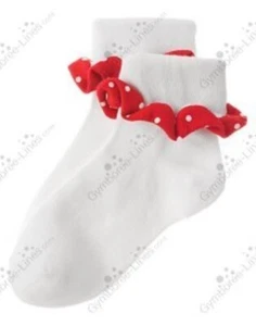 Gymboree vintage 2006 WISH YOU WERE HERE red white polkadot RUFFLE SOCKS NWT 8 9 - Picture 1 of 1