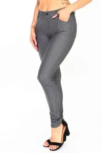 Yelete Women's Cotton-Blend 5-Pocket Skinny Jegging Grey - Picture 1 of 5
