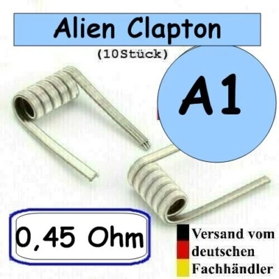 ESMOKING 10 x Alien CLAPTON Coils Wire A1⭐0,45 Ohm Fertigwicklung RDA/RBA/RTA Draht Ni80