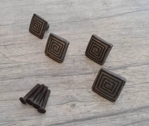 4pcs Vintage cast iron floral shape cabinet drawer door knobs screen handles - Picture 1 of 7