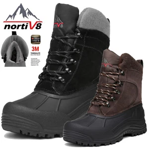 NORTIV 8 Men's Snow Boots Insulated Waterproof Rugged Winter Outdoor Work Boots - Picture 1 of 21