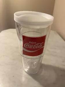 TERVIS 24 OZ COCA-COLA TUMBLER W/EMBROIDERED PATCH & SLIDE LID-GREAT CONDITION - Picture 1 of 4