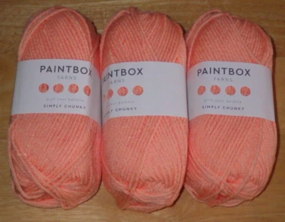 Lot of 3 Skeins, Paintbox Simply Chunky Yarn, 3.5oz, 149yds, #354 Peach Orange - Image 1 of 3