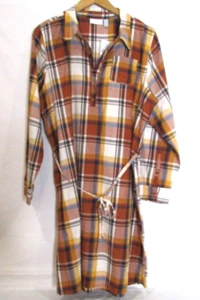 Children's Place Girl's XL Boho Brown & Gold Plaid Shirt Dress with Tie Belt - Picture 1 of 8