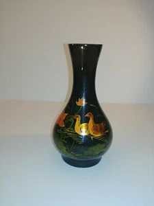 Wood Vase w/ Ducks in Gold Foil - Picture 1 of 12