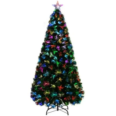 Pre Lit Christmas Tree Xmas Fibre Optic LED Lights Star 2ft 3ft 4ft 5ft 6ft 7ft - Image 1 of 4