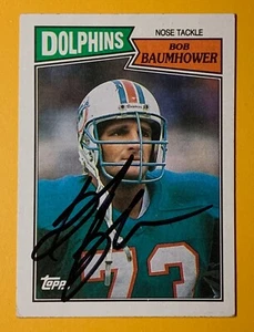 1987 Topps Bob Baumhower Miami Dolphins #247 tarjeta autografiada firmada con certificado de autenticidad - Imagen 1 de 2