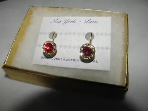 LEUCHTEND ROT ÖSTERREICHISCHER KRISTALL OHRRINGE BAUMELN DROP WEIHNACHTSGESCHENK VALENTINSTAG NEU - Bild 1 von 6