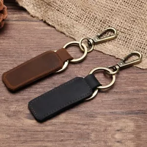 KEY CHAIN & LEATHER Belt Loop Key Holder Ring Keyring Keychain Keyfob Detachable - Picture 1 of 5