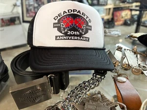 DeadPartsMC Dead Parts MC 20th Anniv Hat Cap Snapback Black White Motorcycle - Picture 1 of 4