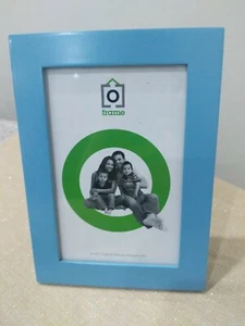 Blue 4x6 Photo Picture Frame "Iris". Wood, Glass Front, Freestanding. - Picture 1 of 7