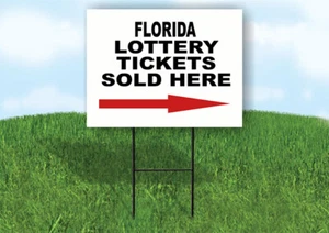 FLORIDA STATE LOTTERY TICKETS RIGHT ARROW Yard Sign w Stand LAWN SIGN Single - Picture 1 of 5