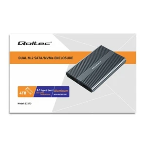 Qoltec Obudowa | kieszeń na dysk M.2 SSD SATA | NVME | DUAL |USB-C - Zdjęcie 1 z 16