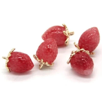 20pcs Mini Strawberry Shank Buttons Metal Resin Pendant Ornaments Bags Sewing - Image 1 of 4