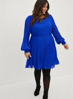 Torrid Sylvia Mollie Dress Chiffon Skater Blue NWT New 5X - Image 1 of 3