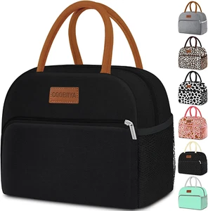 Reusable Lunch Box Bag - Leakproof Insulated Tote for Work/Travel (Black) - Picture 1 of 12
