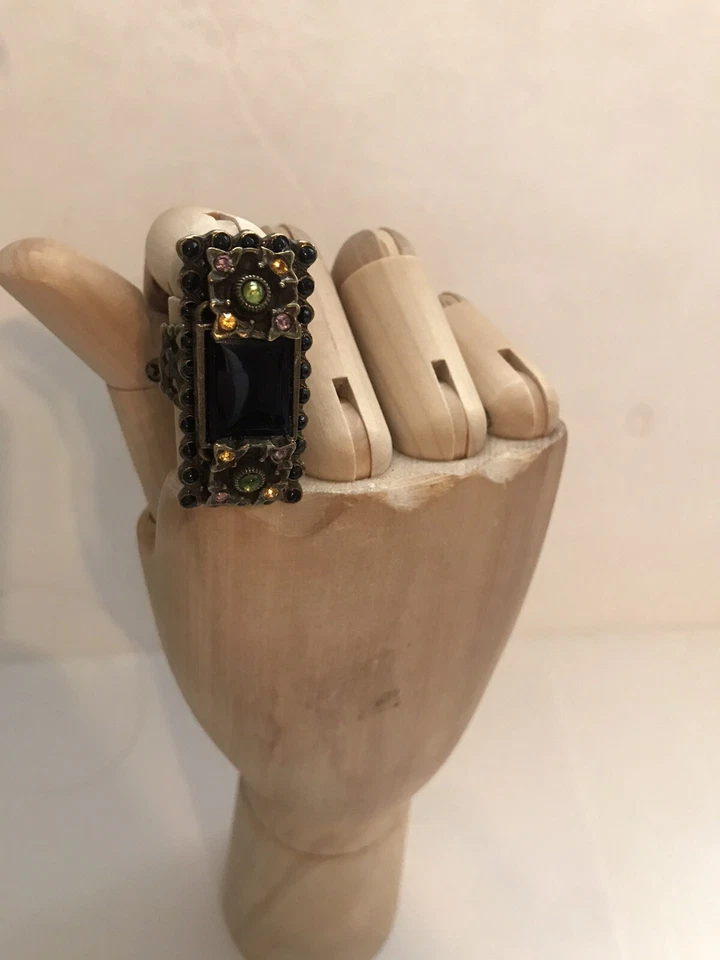 Anillo de piedra negra vintage Ollipop EE. UU. Sweet Romance para mujer Foto 1 de 4