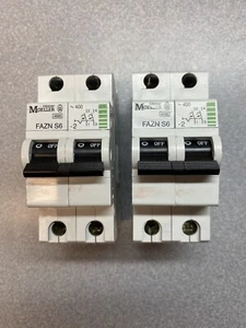 Lot of 2 MOELLER FAZN S6 -2 DIN RAIL MOUNTED 6 AMP 2 POLE BREAKER 400 VAC - Picture 1 of 6